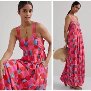 ANTHROPOLOGIE x MAEVE Madison Maxi Dress Pink Print Sz XS {KK35}
